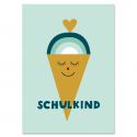 Postkarte SCHULKIND / GRÜN 